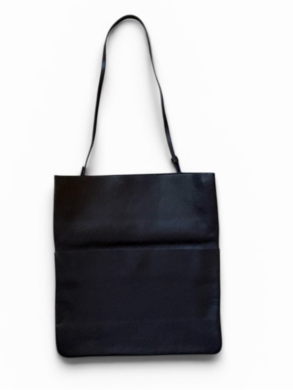 COS Large Foldover Leather Crossbody & Clutch Triple Compartments Black NWT